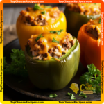 cheesy ground beef and rice stuffed bell peppers